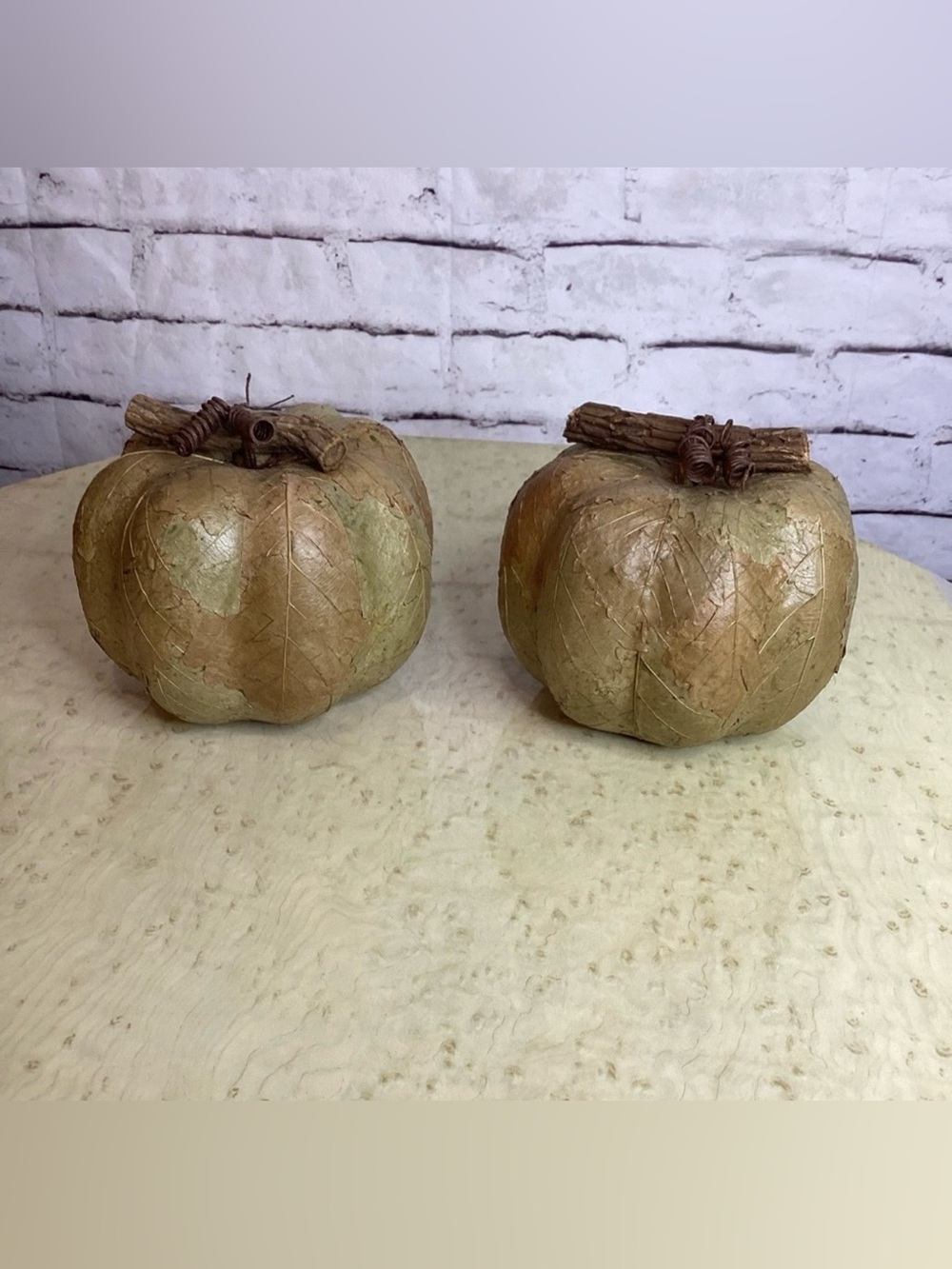 2 Rustic Pumkins Fall Thanksgiving Decor 5.5"